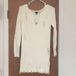 Forever21 distressed white sweater dress